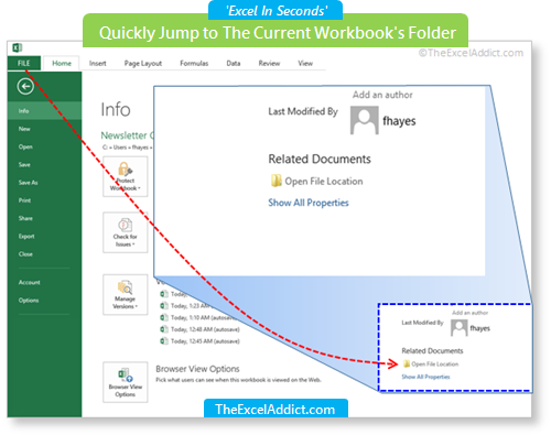 Quickly Jump to The Current Workbook's Folder Quickly Jump to The Current Workbook's Folder