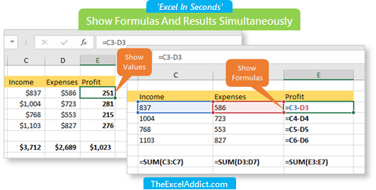 Show Formulas And Results Simultaneously Show Formulas And Results Simultaneously