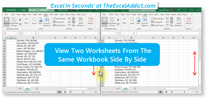 View Two Worksheets From The Same Workbook Side By Side