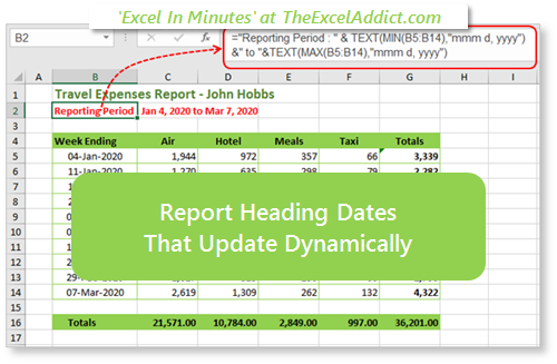 Report Heading Dates That Update Dynamically