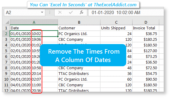 Remove The Times From A Column Of Dates Remove The Times From A Column Of Dates