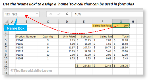 Assign A Name To A Cell That Can Be Used In Formulas in Microsoft Excel 2007 2010 2013 2016 2019 365