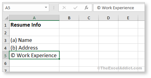 Autocorrect Changes C In Parentheses To Copyright Symbol in Microsoft Excel 2007 2010 2013 2016 365