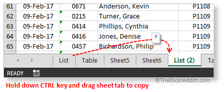 Quickly copy a sheet tab in Microsoft Excel