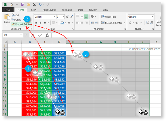 Click And Drag Format Painter To Copy Formats in Microsoft Excel 2007 2010 2013 2016 365