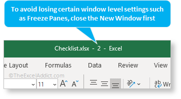 Close New Window First in Microsoft Excel 2007 2010 2013 2016 2019 365