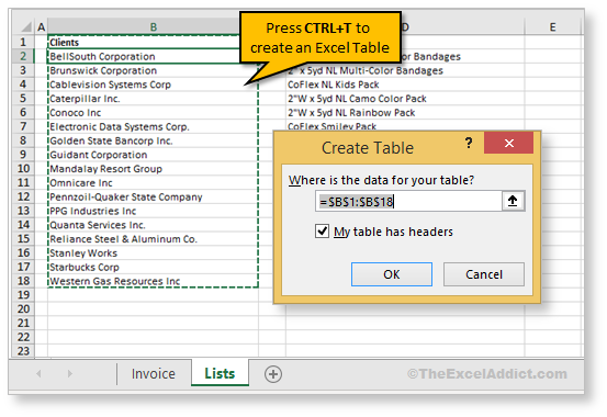 Convert Data Validation List To Excel Table in Microsoft Excel 2007 2010 2013 2016 2019 365