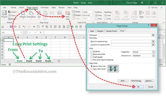 Copy Page Setup Settings From One Worksheet To Another in Microsoft Excel 2007 2010 2013 2016 365