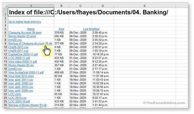 Create Hyperlinks To All Files In Folder in Microsoft Excel 2007 2010 2013 2016 2019 365
