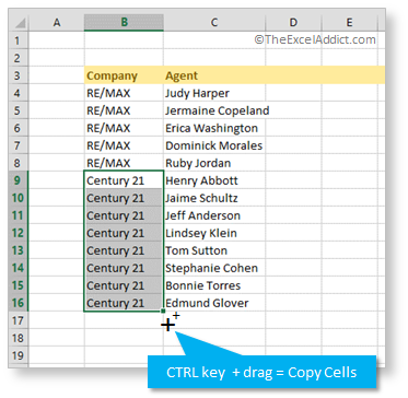Use the CTRL key to Prevent Auto Incrementing of Numbers in Microsoft Excel 2007 2010 2013 2016 365
