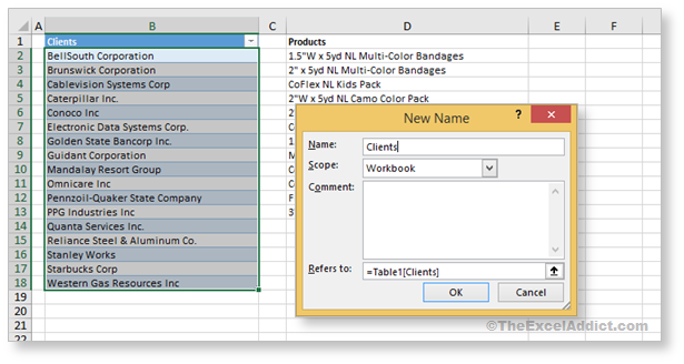 Define Name For Table in Microsoft Excel 2007 2010 2013 2016 2019 365