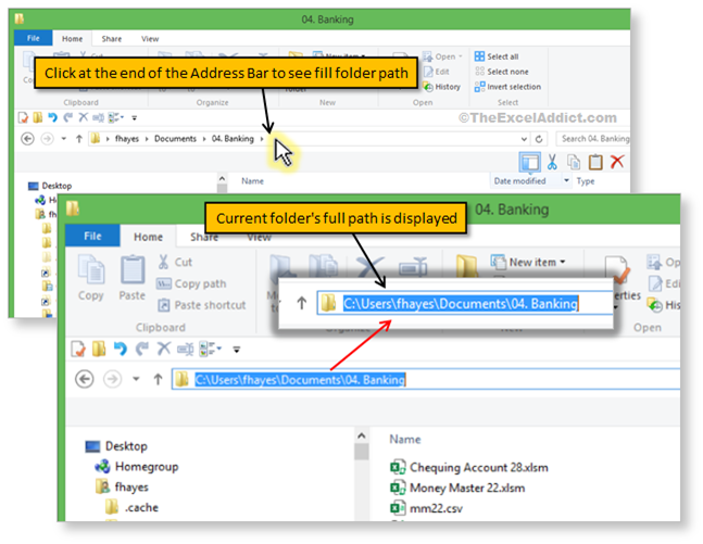 Display Full Path Of Current Folder In File Manager in Microsoft Excel 2007 2010 2013 2016 2019 365