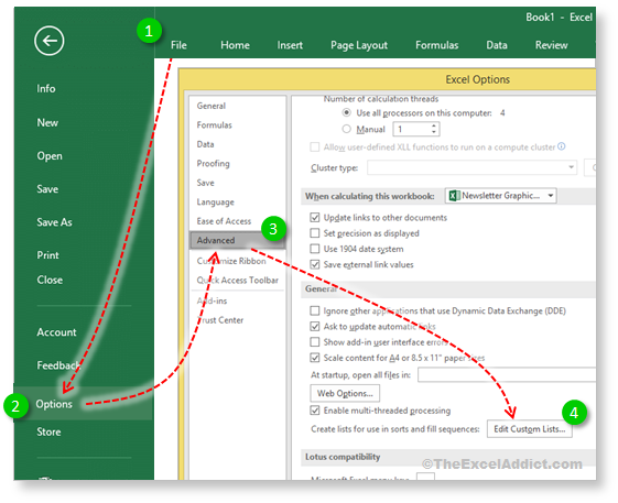 Edit Custom List Options in Microsoft Excel 2007 2010 2013 2016 365