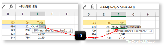 Edit Formula With F9 In Cell in Microsoft Excel 2007 2010 2013 2016 365