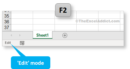 Editing Formula Dialog Box F2 Edit Mode in Microsoft Excel 2007 2010 2013 2016 2019 365