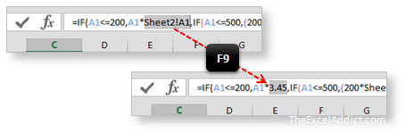 Evaluate Part Of Formula With F9 Keyboard Shortcut in Microsoft Excel 2007 2010 2013 2016 365