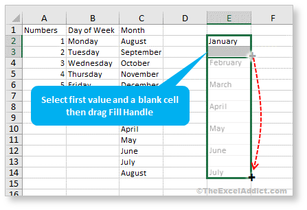 Fill Month Series With Gaps in Microsoft Excel 2007 2010 2013 2016 2019 365