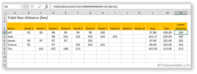 Find Last Value In Row Img2 in Microsoft Excel 2007 2010 2013 2016 365