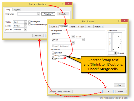 Find Merge Cells Format in Microsoft Excel 2007 2010 2013 2016 365