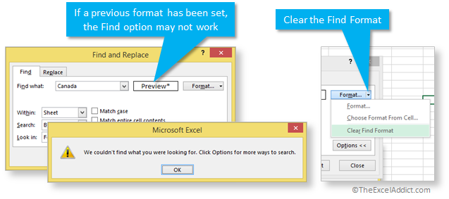 Find Not Working Clear Format in Microsoft Excel 2007 2010 2013 2016 365