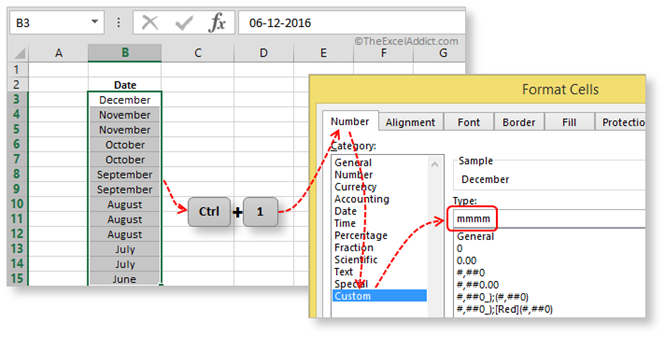 Format Date As Month Name in Microsoft Excel 2007 2010 2013 2016 365