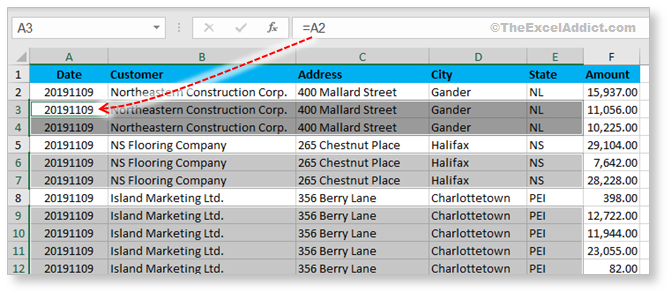 Formula To Fill Gaps With Values From Above in Microsoft Excel 2007 2010 2013 2016 2019 365