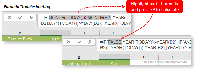 Formula Troubleshooting With The F9 Key in Microsoft Excel 2007 2010 2013 2016 2019 365