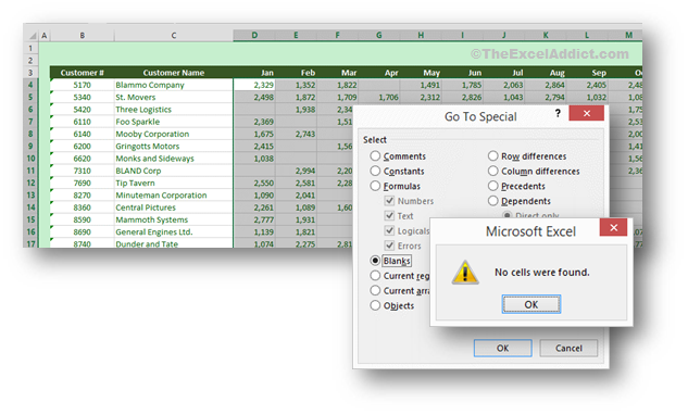 Goto Find Blank Cells in Microsoft Excel 2007 2010 2013 2016 2019 365