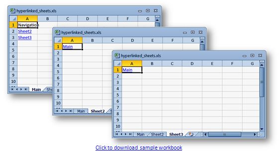 Link your worksheets with hyperlinks