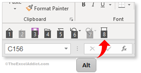 Keyboard Shortcut For Quick Access Toolbar Command Buttons in Microsoft Excel 2007 2010 2013 2016 2019 365