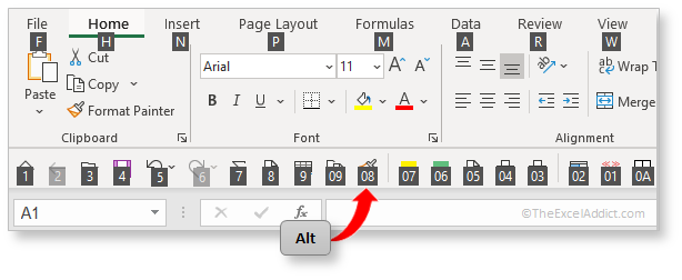 Keyboard Shortcuts For Your Quick Access Toolbar Commands in Microsoft Excel 2007 2010 2013 2016 2019 365