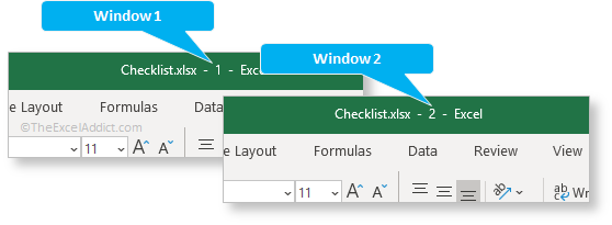 New Window Indicator in Microsoft Excel 2007 2010 2013 2016 2019 365