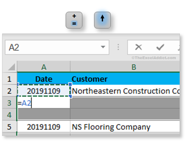 Press Equals And Up Keys in Microsoft Excel 2007 2010 2013 2016 2019 365
