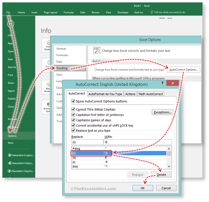 Prevent Autocorrect Copyright Symbol in Microsoft Excel 2007 2010 2013 2016 365