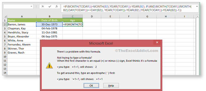 Problem With This Formula Error in Microsoft Excel 2007 2010 2013 2016 2019 365
