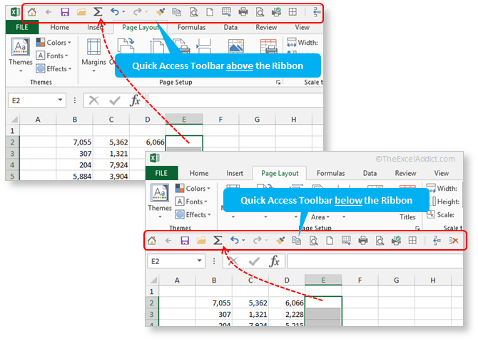 Quick Access Toolbar Above Or Below The Ribbon in Microsoft Excel 2007 2010 2013 2016 365