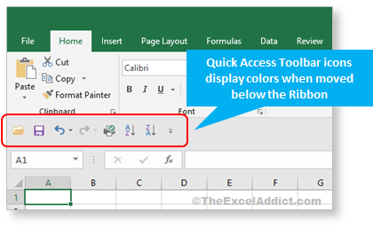 IMAGE: Quick Access Toolbars With Color Below The Ribbon in Microsoft Excel 2007 2010 2013 2016 365