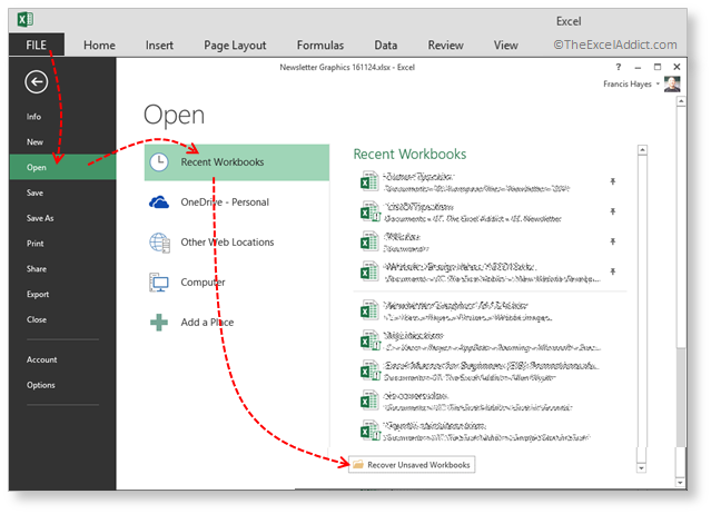 Recover Unsaved Workbooks in Microsoft Excel 2007 2010 2013 2016 365