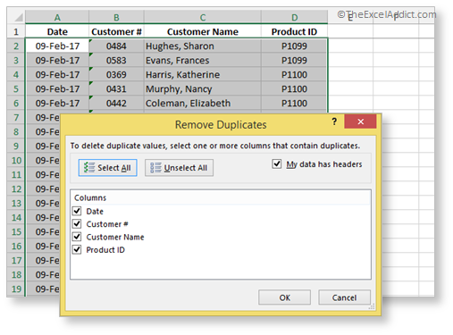 Remove Duplicates All Columns in Microsoft Excel 2007 2010 2013 2016 365