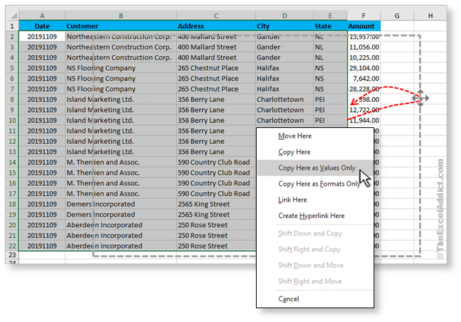 Right Click Drag Trick To Convert Formulas To Values in Microsoft Excel 2007 2010 2013 2016 2019 365