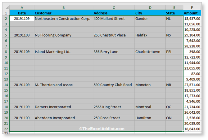 Select Range To Fill Gaps With Repeating Values in Microsoft Excel 2007 2010 2013 2016 2019 365