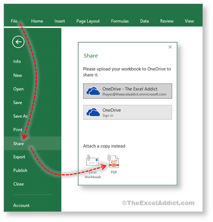 Share Workbook As Pdf Email Attachment in Microsoft Excel 2007 2010 2013 2016 365