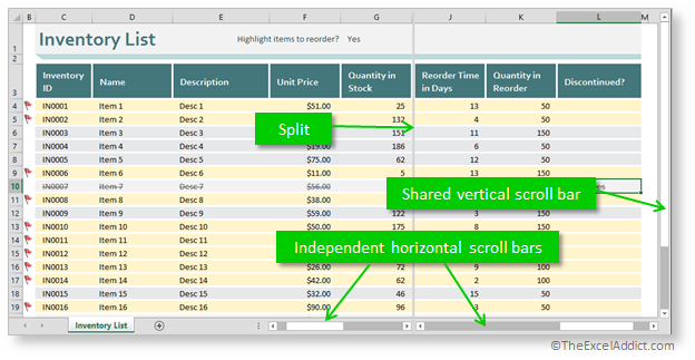 Split Worksheet In Two Panes Windows Left And Right 2 in Microsoft Excel 2007 2010 2013 2016 365