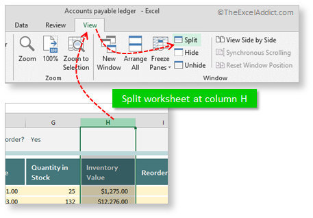 Split Worksheet In Two Panes Windows Left And Right in Microsoft Excel 2007 2010 2013 2016 365