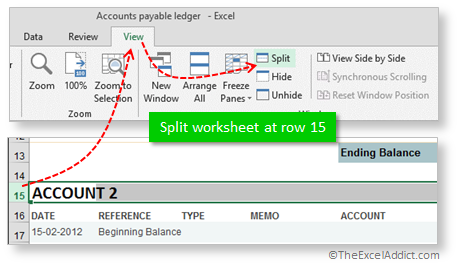 Split Worksheet In Two Panes Windows Top And Bottom in Microsoft Excel 2007 2010 2013 2016 365