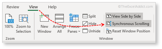 Synchronous Scrolling in Microsoft Excel 2007 2010 2013 2016 2019 365