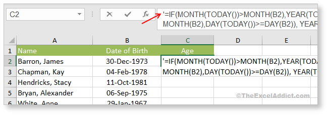 Use Apostrophe To Save Formula Error in Microsoft Excel 2007 2010 2013 2016 2019 365