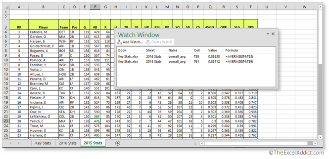 Watch Window Floating in Microsoft Excel 2007 2010 2013 2016 365